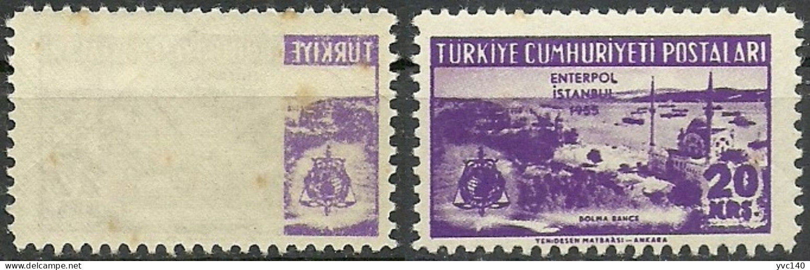 Turkey; 1955 General Assembly Of The International Criminal Police 20 K. "Ablaktsch ERROR" - Ongebruikt