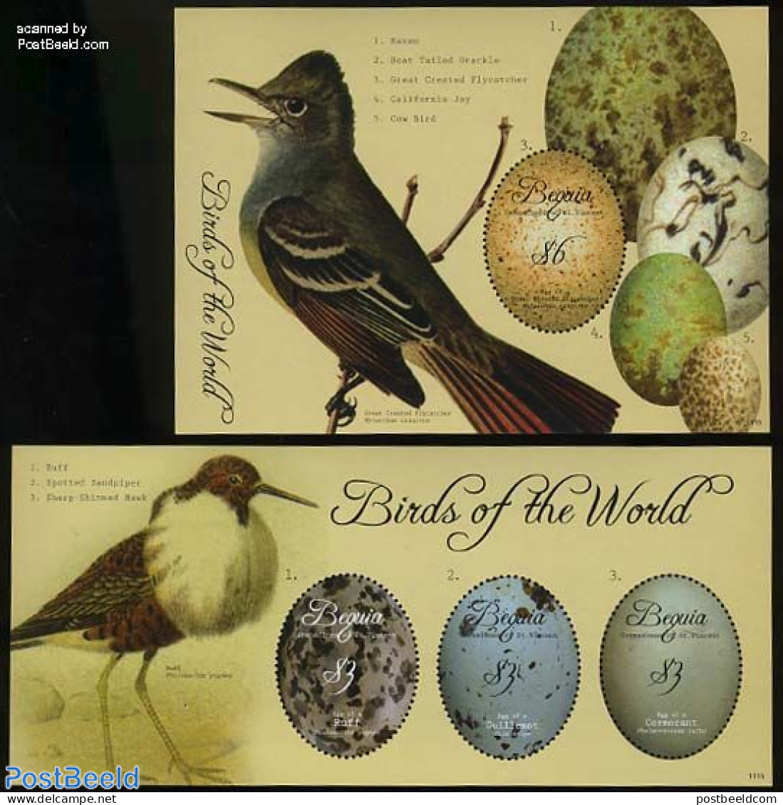 Saint Vincent & The Grenadines 2011 Bequia, Birds Of The World 2 S/s, Mint NH, Nature - Birds - St.Vincent & Grenadines