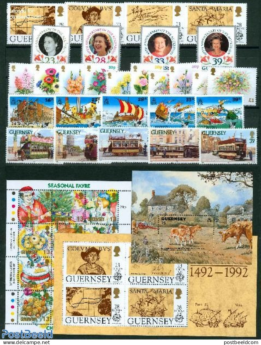 Guernsey 1992 Yearset 1992, Complete, 40v +, Mint NH, Various - Yearsets (by Country) - Unclassified