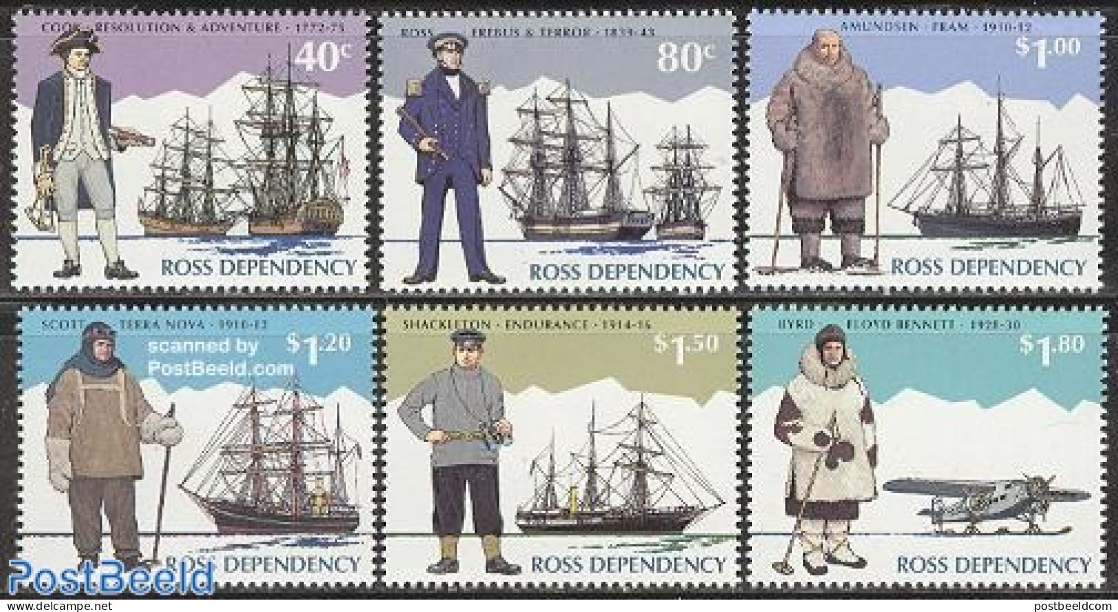 Ross Dependency 1995 Arctic Explorers 6v, Mint NH, History - Science - Transport - Explorers - The Arctic & Antarctica.. - Explorateurs