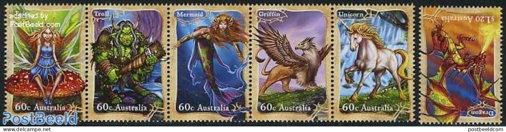 Australia 2011 Mythical Creations 6v (1v + [::::]), Mint NH, Art - Fairytales - Neufs