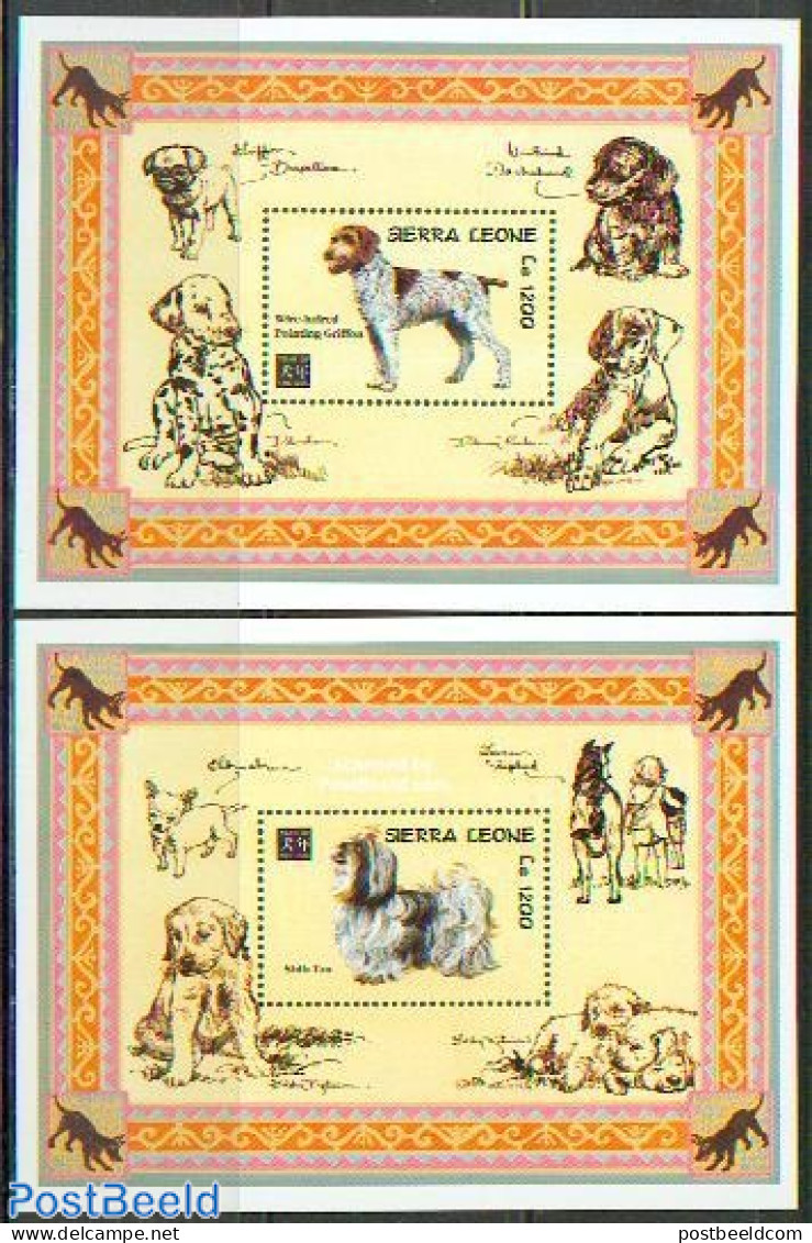 Sierra Leone 1994 Year Of The Dog  2 S/s, Mint NH, Nature - Various - Dogs - New Year - Nouvel An