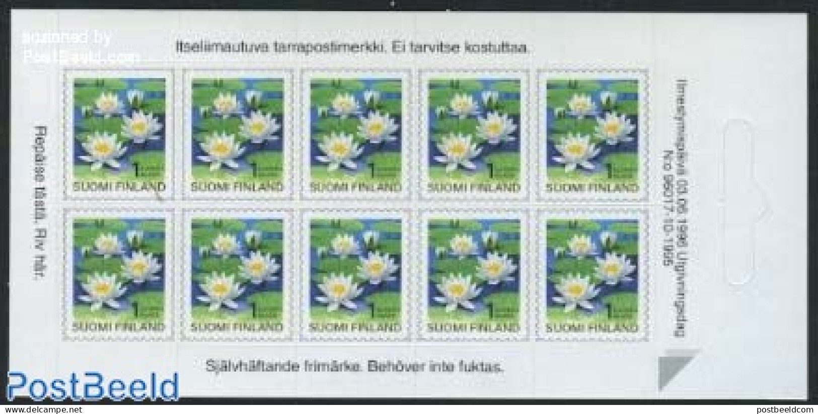 Finland 1996 Flowers 1v S-a, Foil Sheet, Mint NH, Nature - Flowers & Plants - Unused Stamps