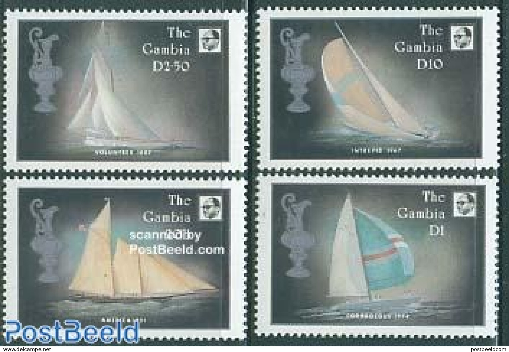 Gambia 1987 Americas Cup 4v, Mint NH, Sport - Transport - Sailing - Sport (other And Mixed) - Ships And Boats - Segeln