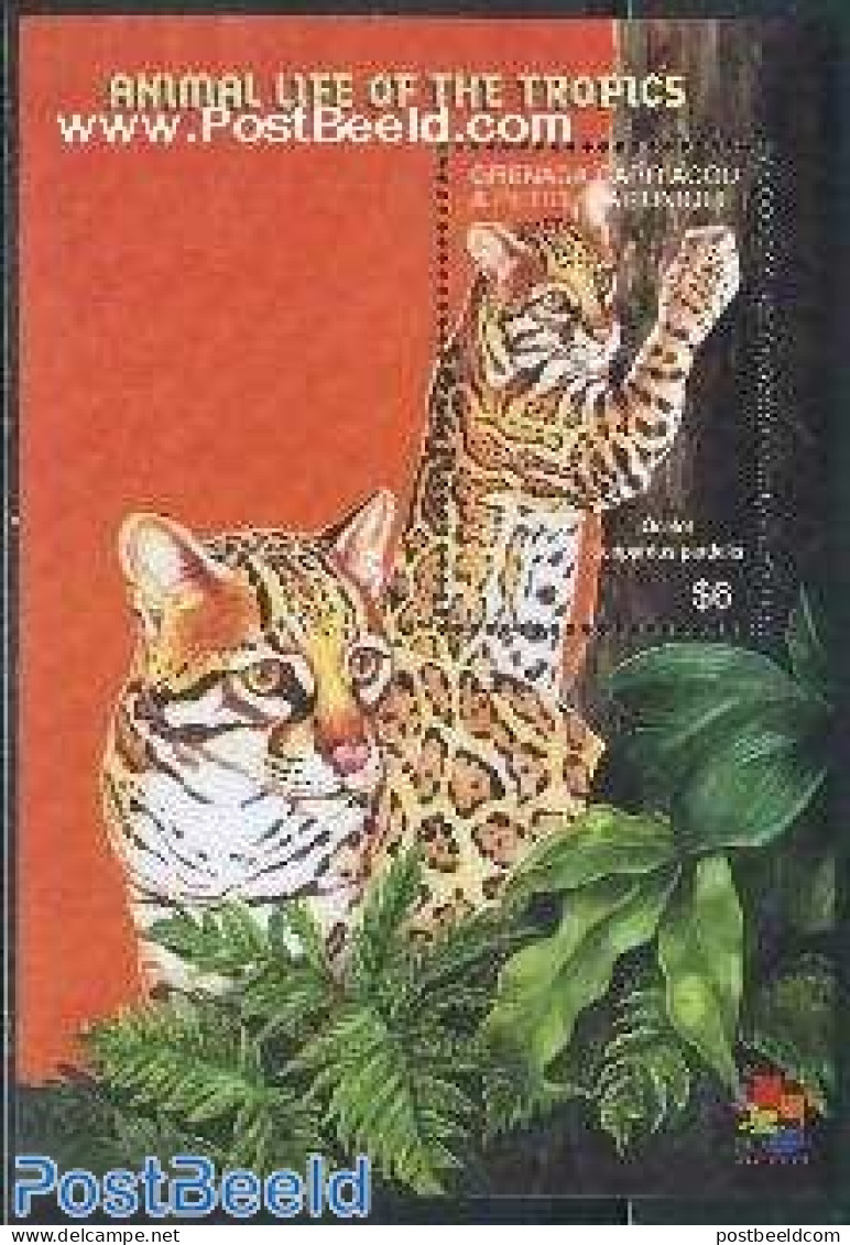 Grenada Grenadines 2001 Hong Kong 01, Ocelot S/s, Mint NH, Nature - Animals (others & Mixed) - Cat Family - Grenade (1974-...)