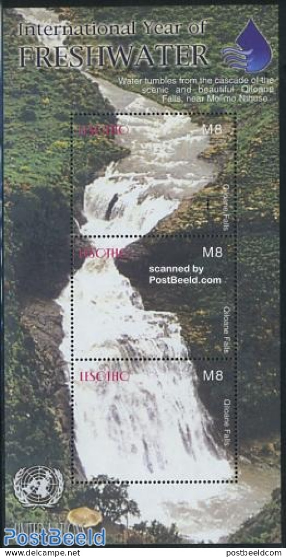 Lesotho 2004 Fresh Water Year 3v M/s, Mint NH, Nature - Water, Dams & Falls - Lesotho (1966-...)