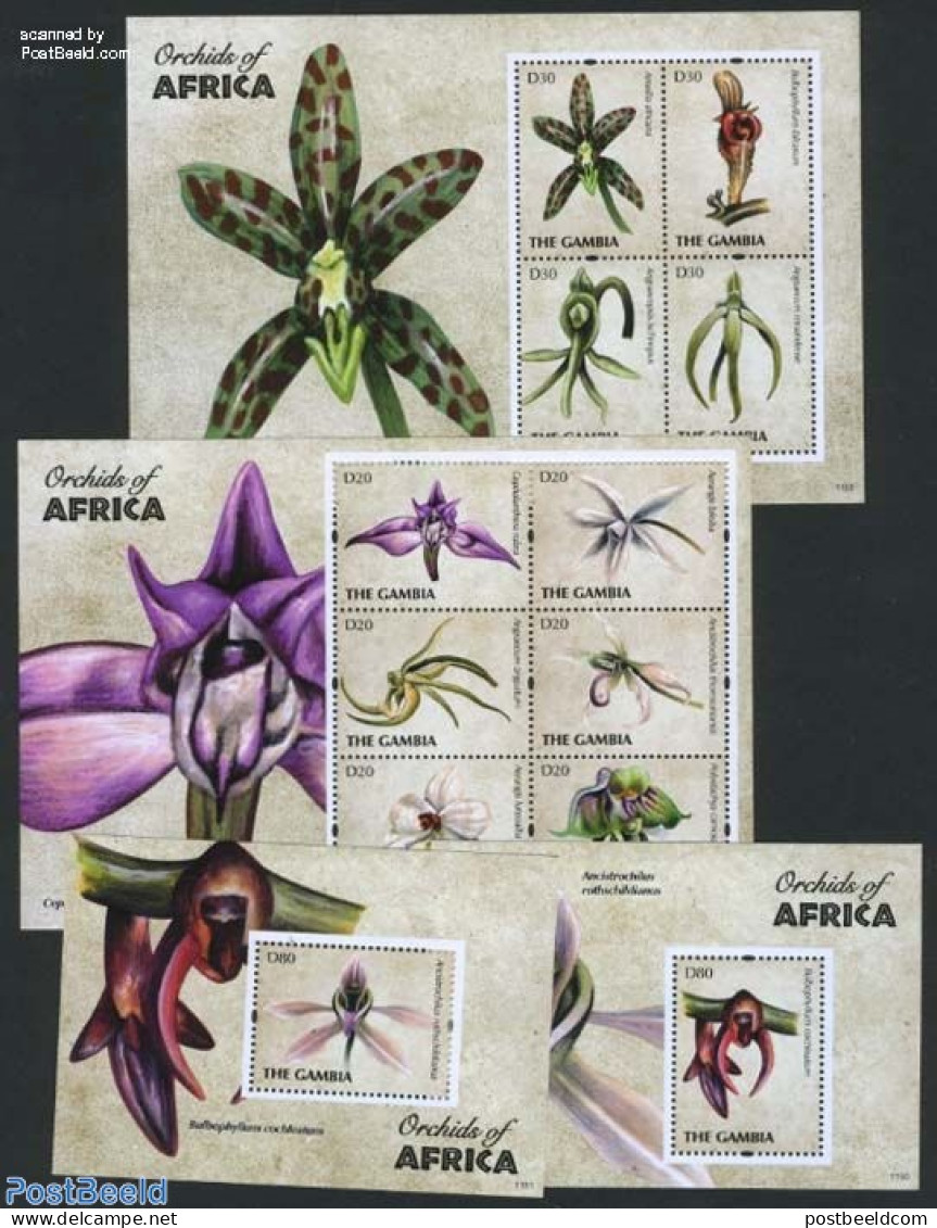 Gambia 2011 Orchids 4 S/s, Mint NH, Nature - Flowers & Plants - Orchids - Gambie (...-1964)