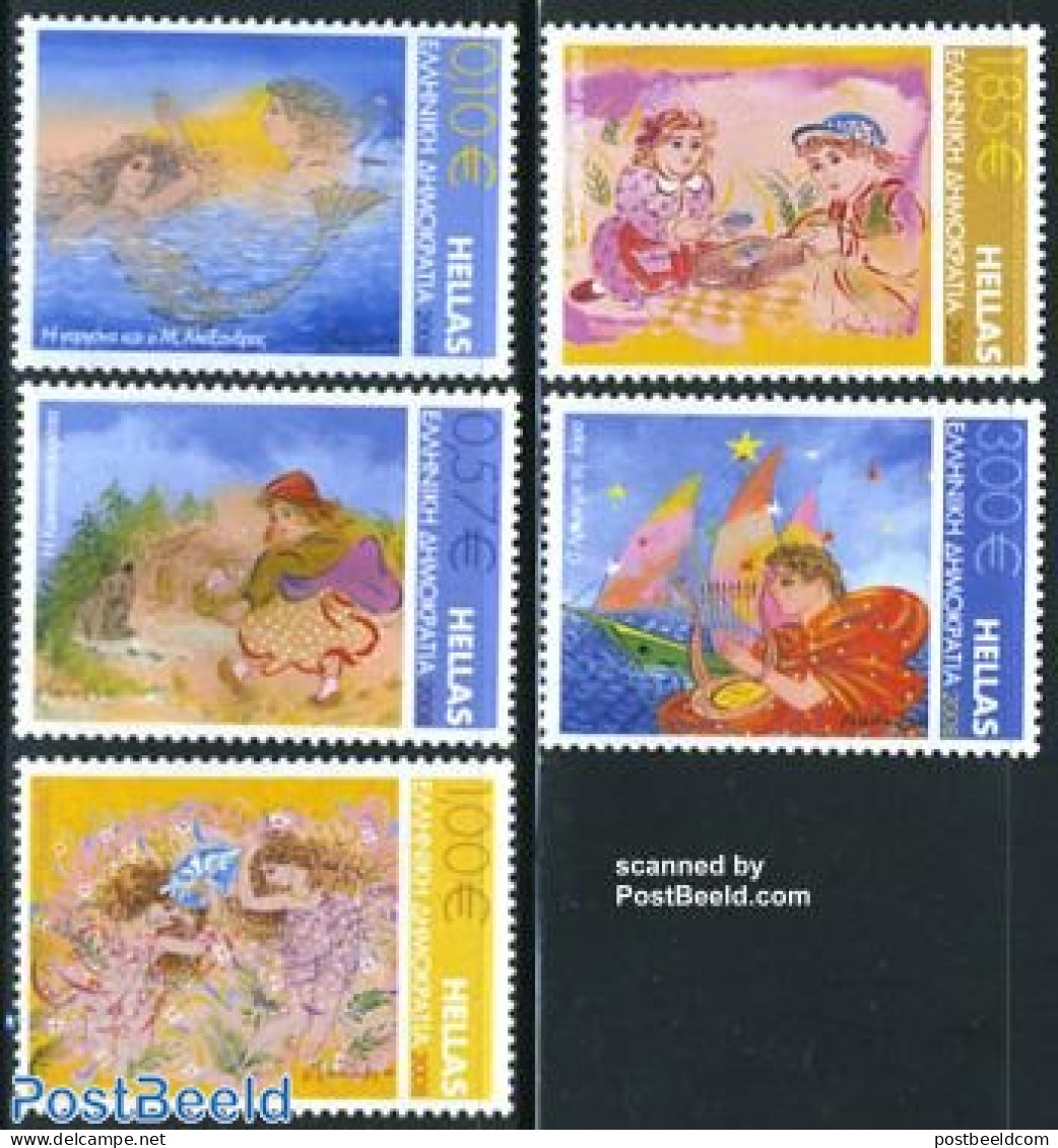 Greece 2008 Fairy Tales 5v, Mint NH, Transport - Ships And Boats - Art - Fairytales - Neufs