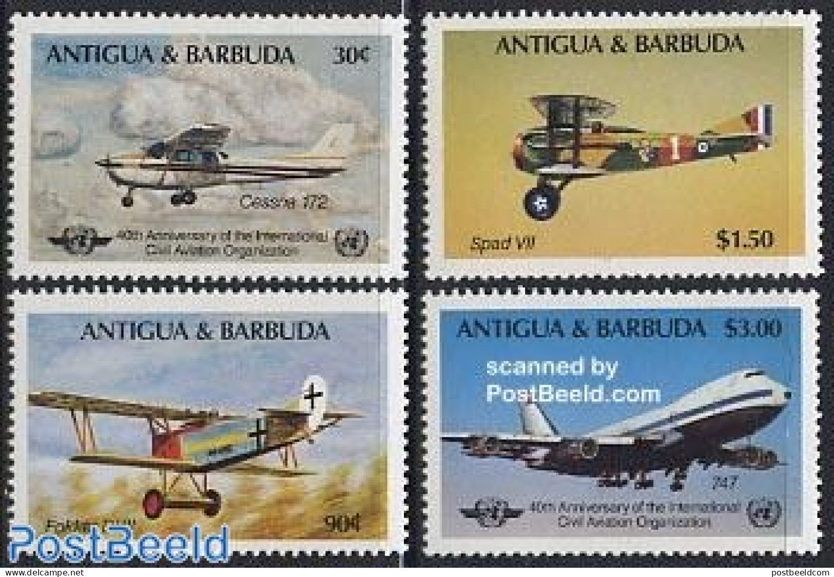 Antigua & Barbuda 1985 Civil Aviation 4v, Mint NH, Transport - Aircraft & Aviation - Airplanes