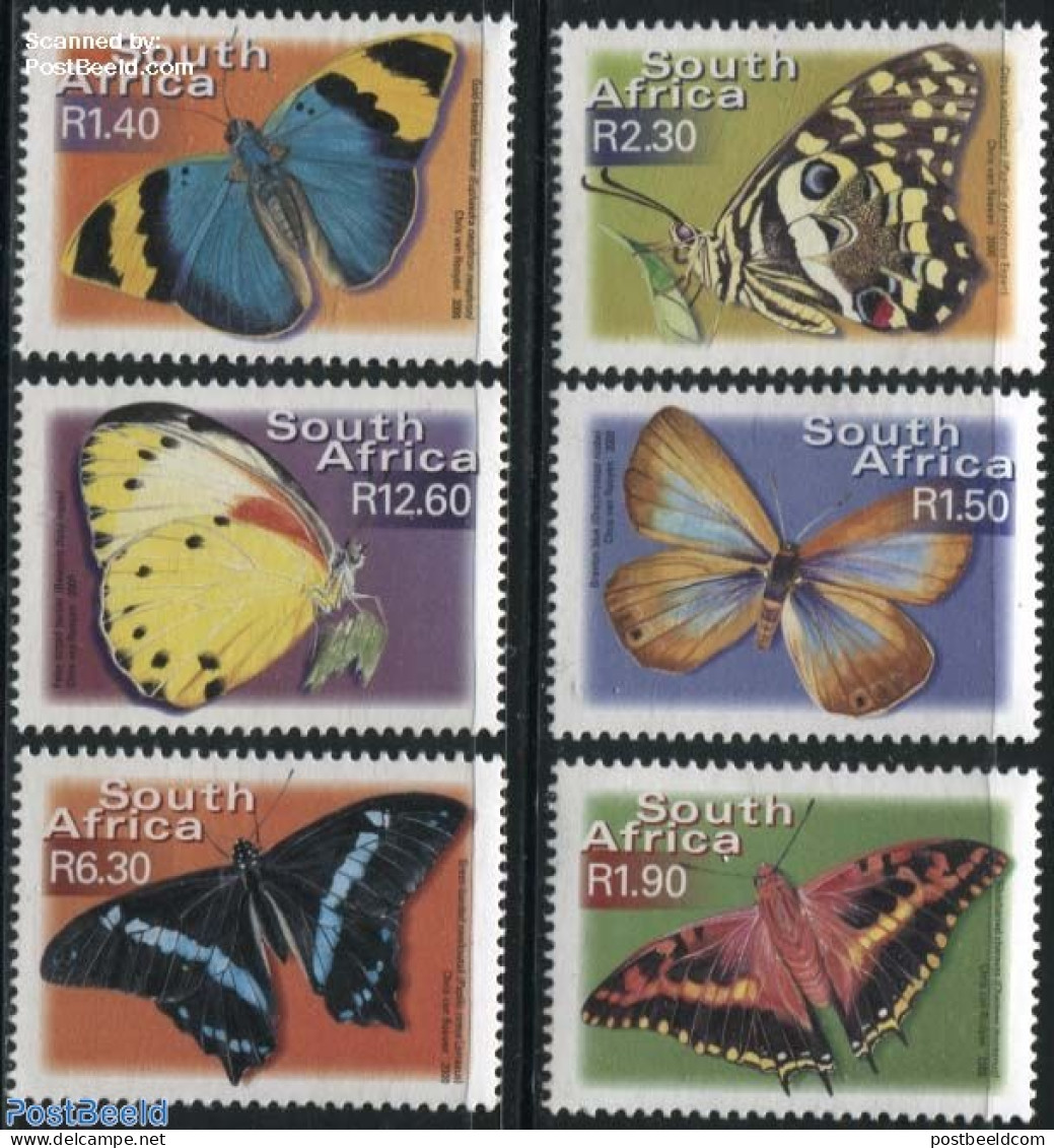 South Africa 2001 Definitives, Butterflies 6v, Mint NH, Nature - Butterflies - Ongebruikt