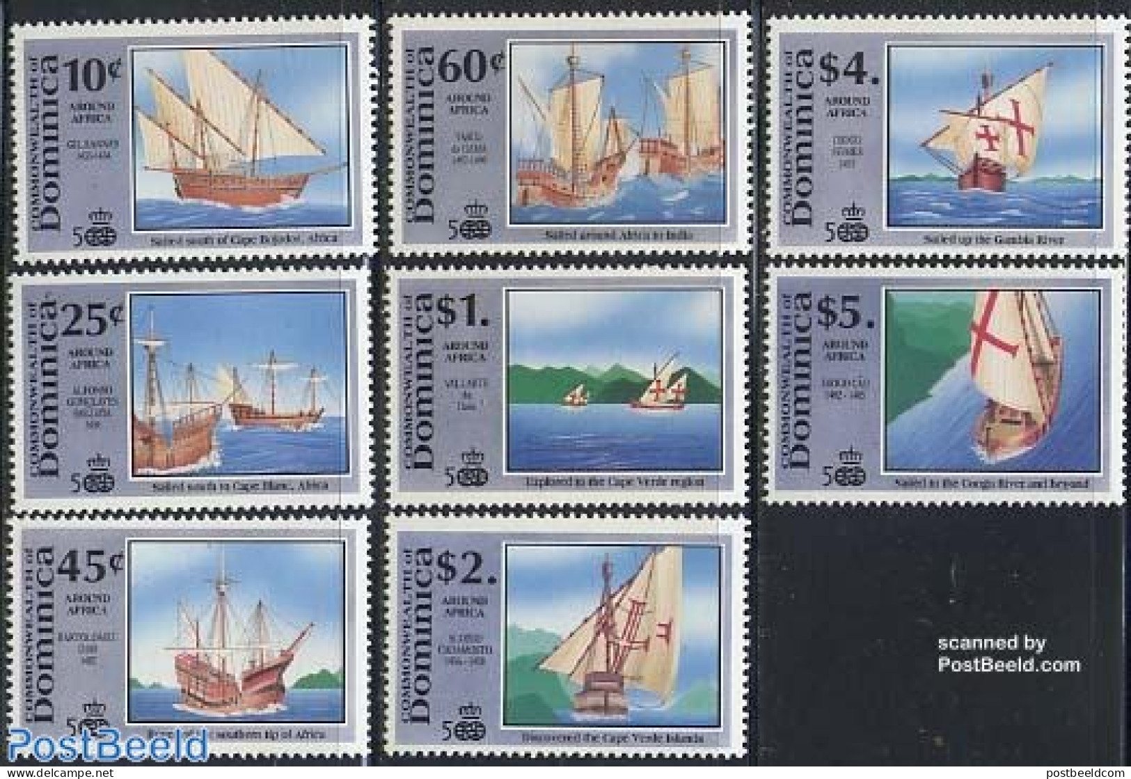 Dominica 1991 Discovery Of America 8v, Mint NH, History - Transport - Explorers - Ships And Boats - Onderzoekers