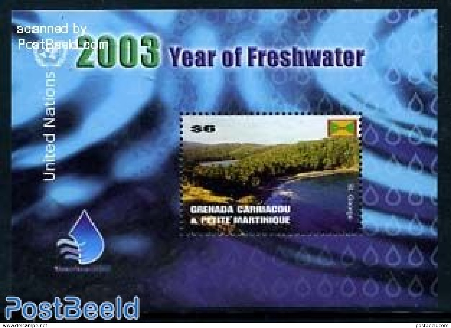 Grenada Grenadines 2003 Int. Fresh Water Year S/s, Mint NH, Nature - Water, Dams & Falls - Grenade (1974-...)