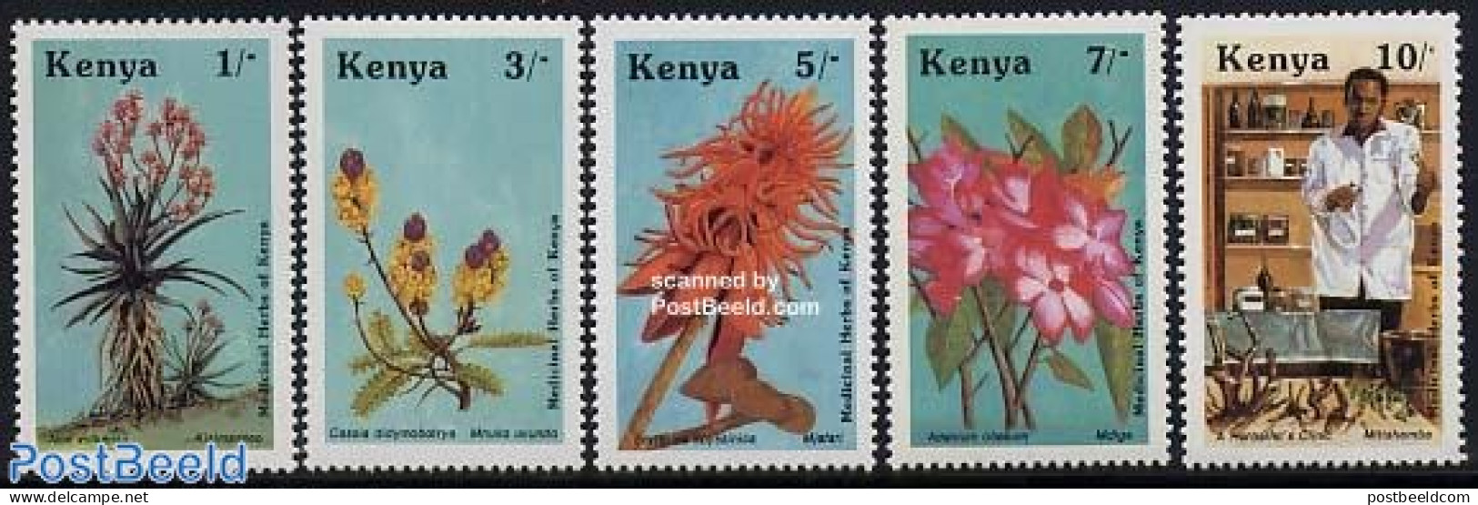 Kenia 1987 Medical Flowers 5v, Mint NH, Health - Nature - Health - Flowers & Plants - Andere & Zonder Classificatie