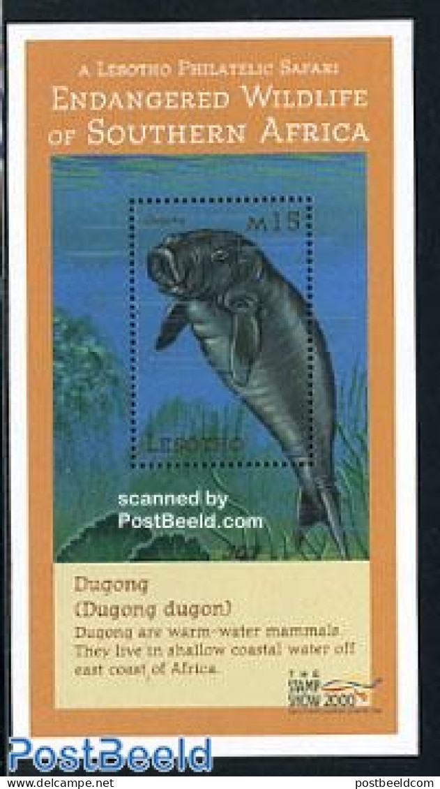 Lesotho 2000 Stamp Show, Dugong S/s, Mint NH, Nature - Sea Mammals - Lesotho (1966-...)