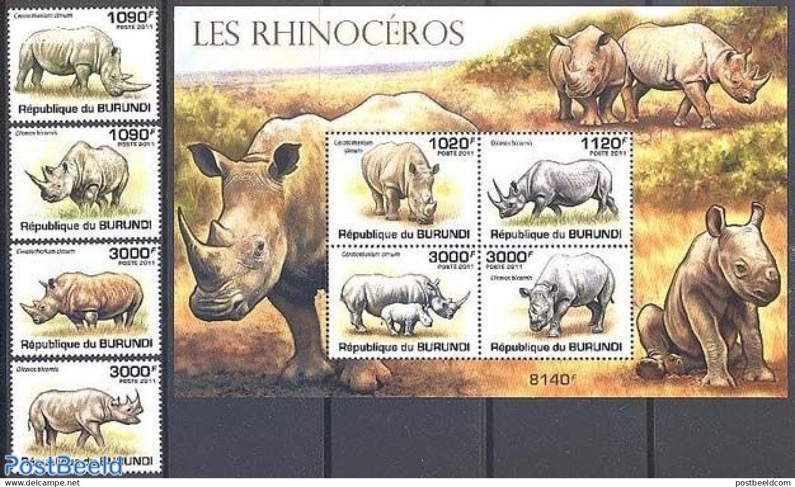 Burundi 2011 Rhinos 4v + S/s, Mint NH - Sonstige & Ohne Zuordnung