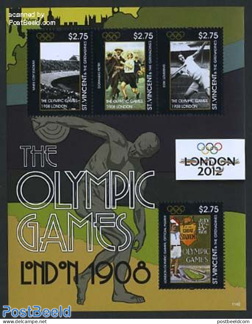 Saint Vincent 2011 Olympic Games London 1908, 2012 4v M/s, Mint NH, Sport - Athletics - Olympic Games - Atletica