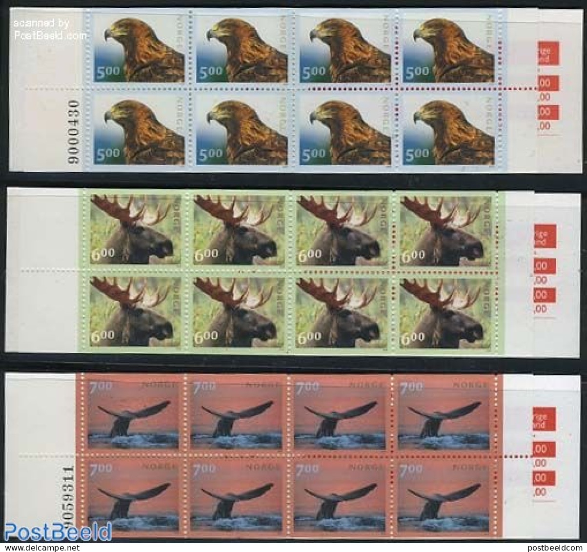 Norway 2000 Animals 3 Booklets, Mint NH, Nature - Animals (others & Mixed) - Birds - Birds Of Prey - Sea Mammals - Sta.. - Ongebruikt
