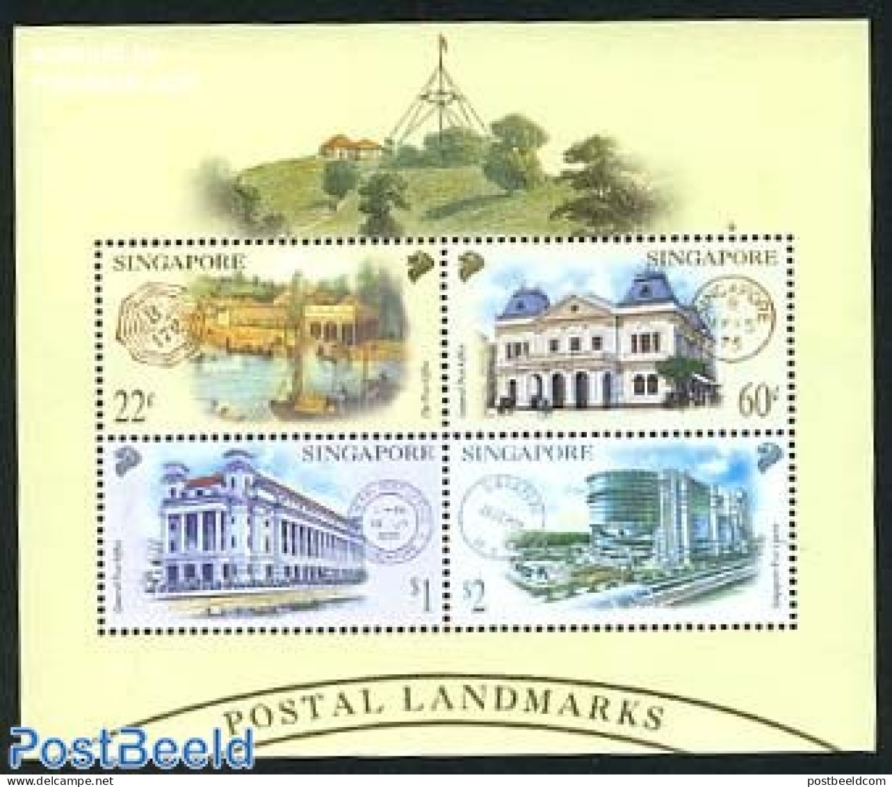 Singapore 2000 Postal Center S/s, Mint NH, Transport - Post - Stamps On Stamps - Ships And Boats - Art - Modern Archit.. - Poste