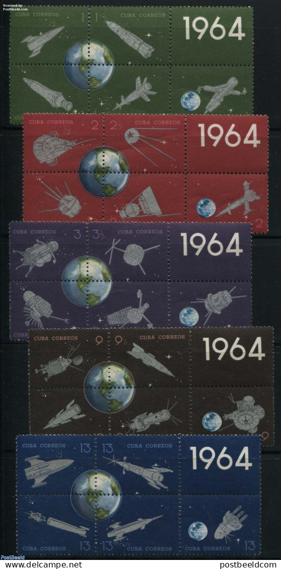 Cuba 1964 Postal Rockets 5x5v, Mint NH, Transport - Space Exploration - Unused Stamps