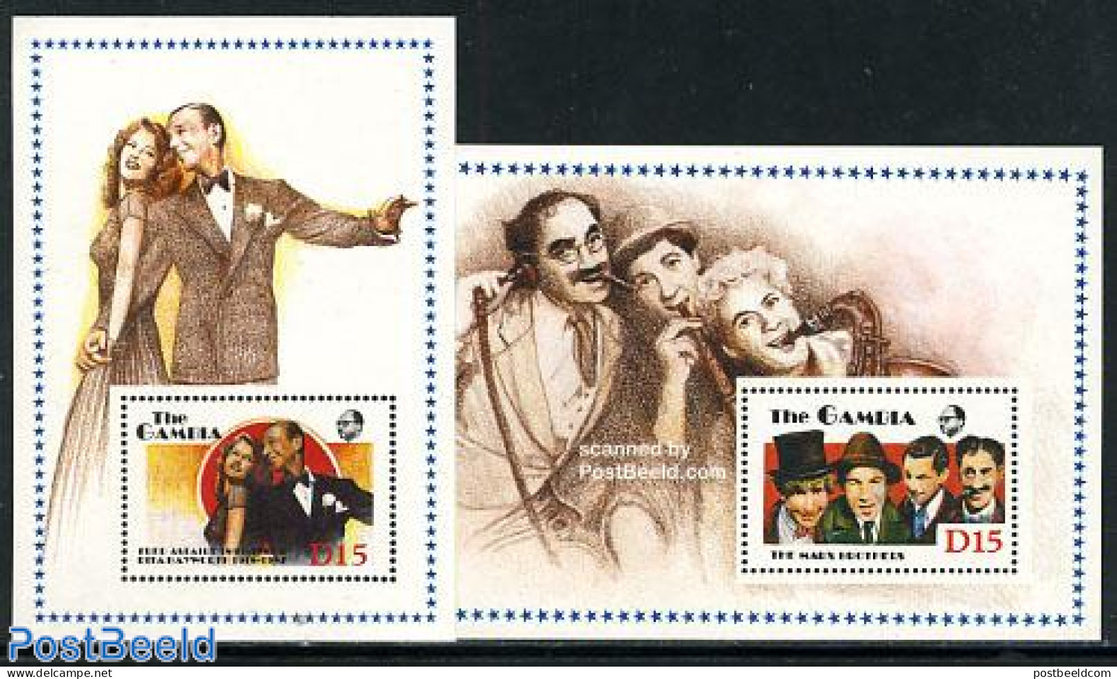 Gambia 1988 Entertainers 2 S/s, Mint NH, Performance Art - Movie Stars - Acteurs