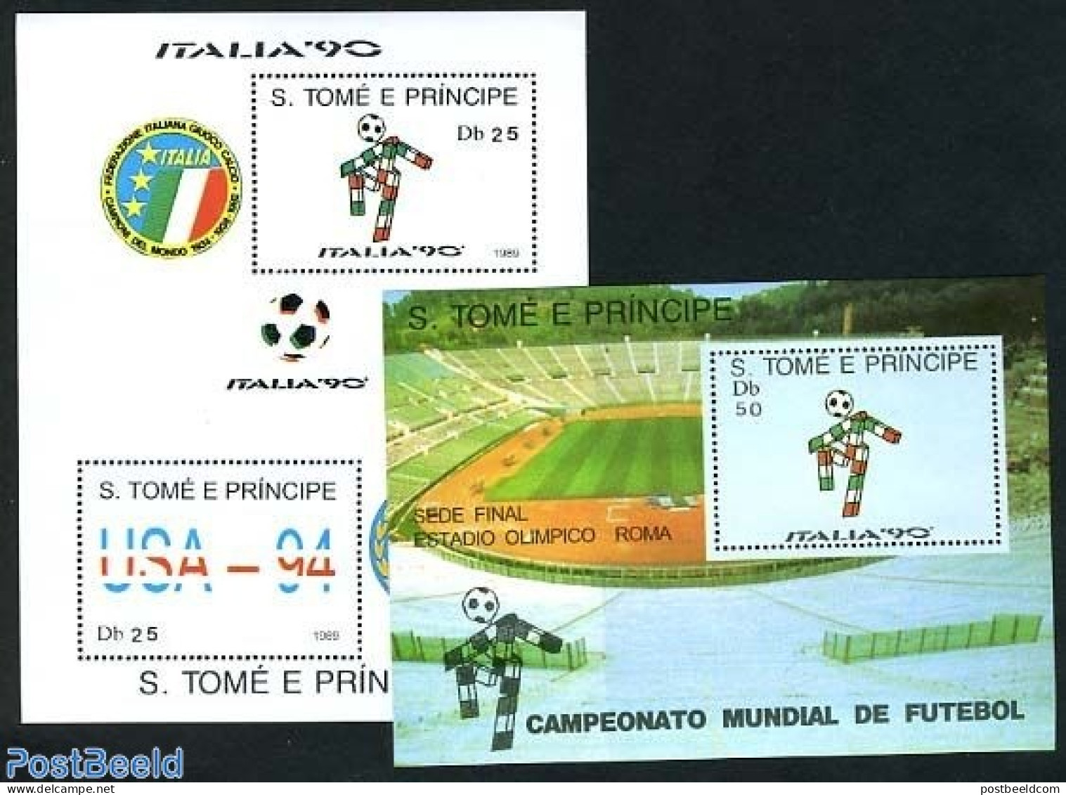 Sao Tome/Principe 1989 WC Football Italy 2 S/s, Mint NH, Sport - Football - Sao Tomé Y Príncipe