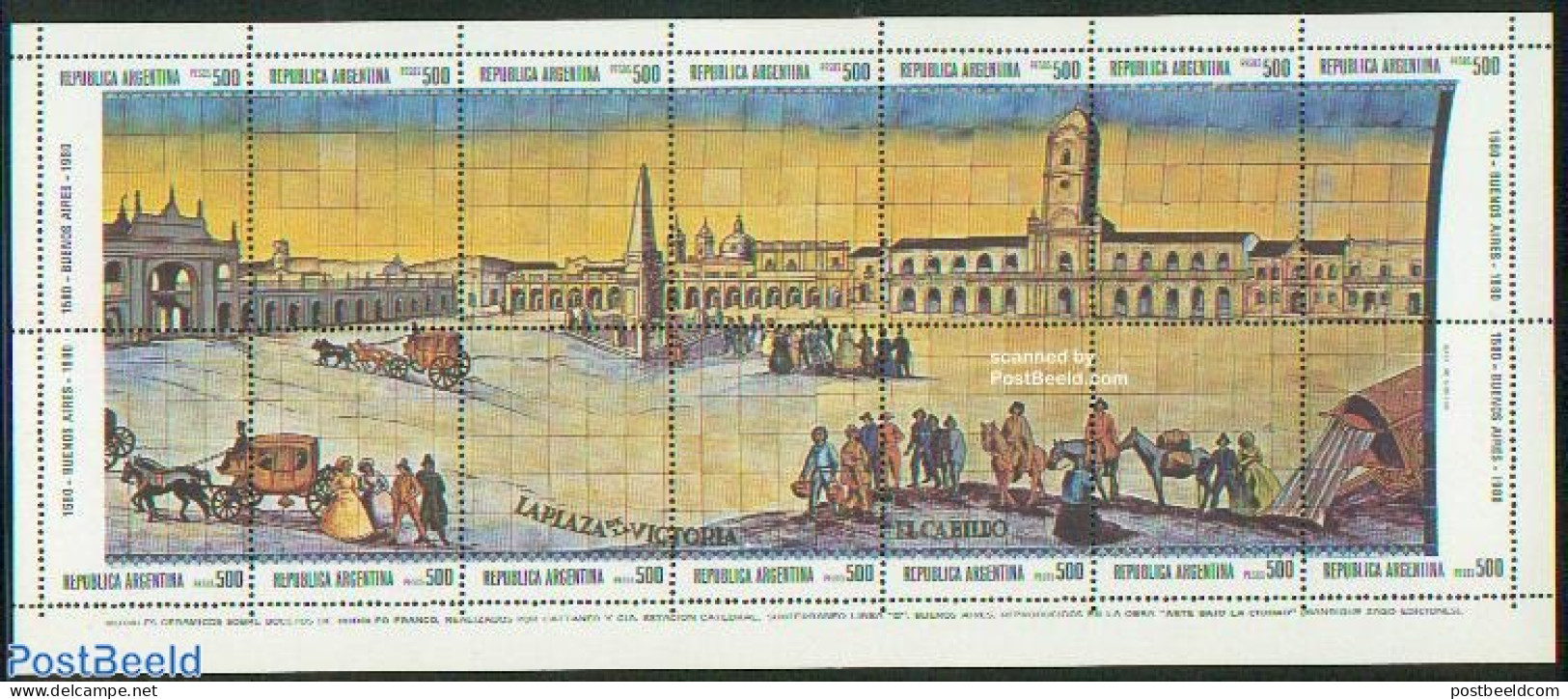 Argentina 1980 Buenos Aires 14v M/s (art In Metro Station), Mint NH, Transport - Coaches - Railways - Unused Stamps