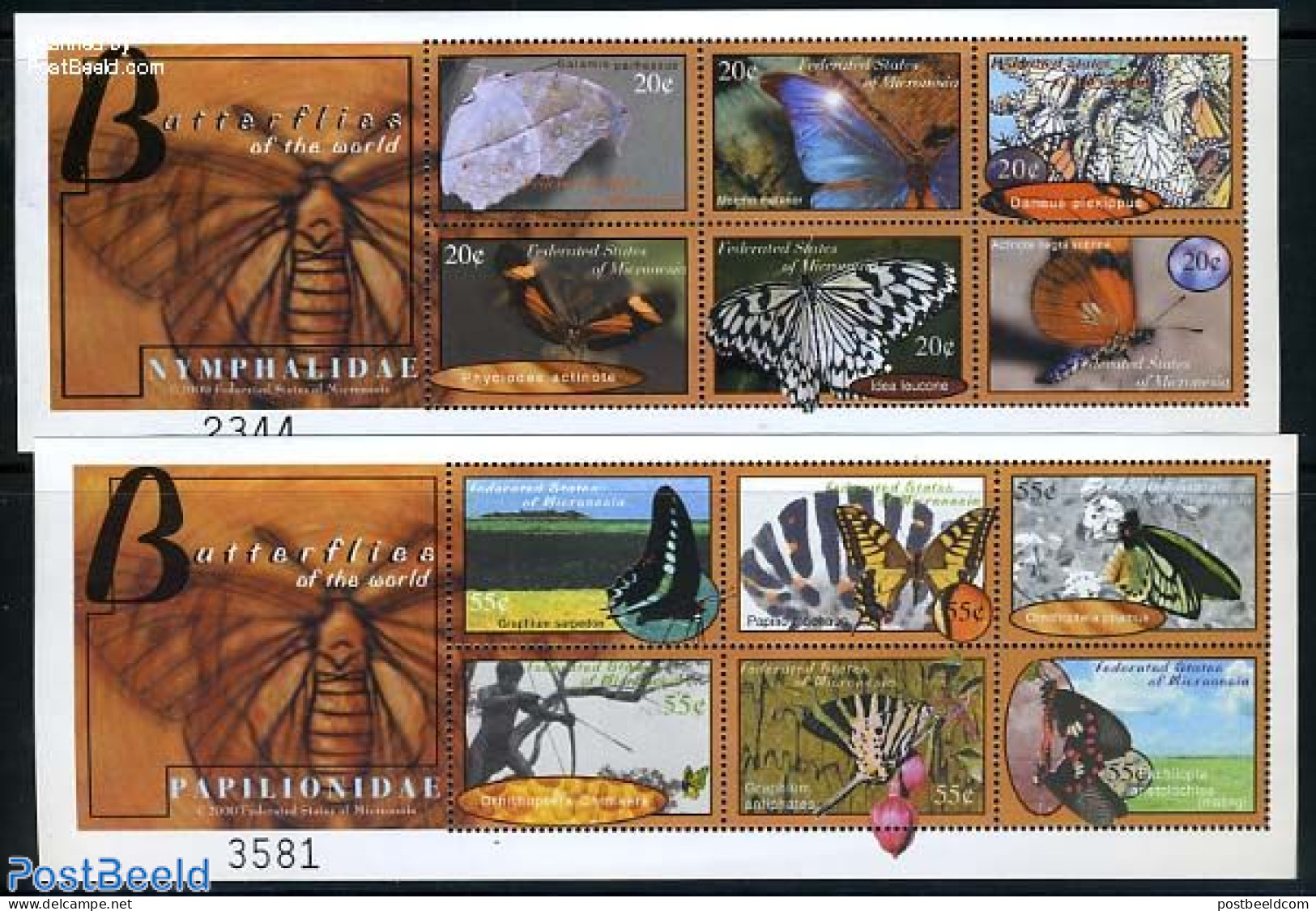 Micronesia 2000 Butterflies 12v (2 M/s), Mint NH, Nature - Butterflies - Micronesia