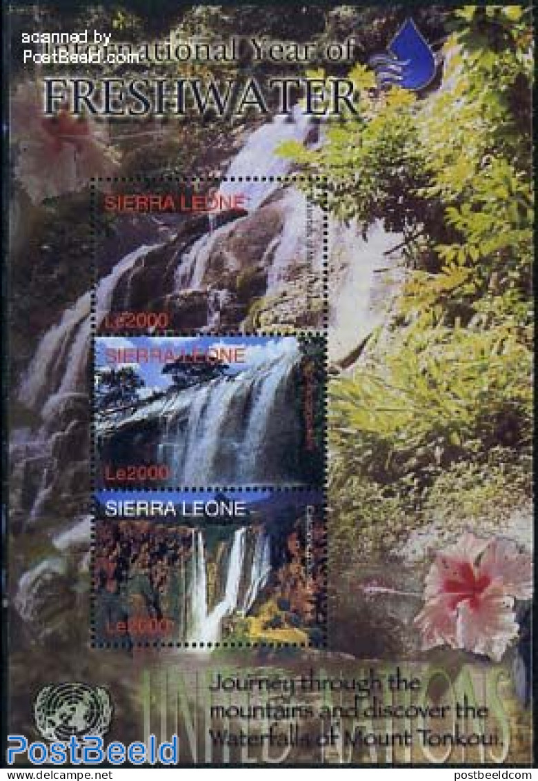 Sierra Leone 2003 Clear Water Year 3v M/s, Mint NH, Nature - Environment - Water, Dams & Falls - Protezione Dell'Ambiente & Clima