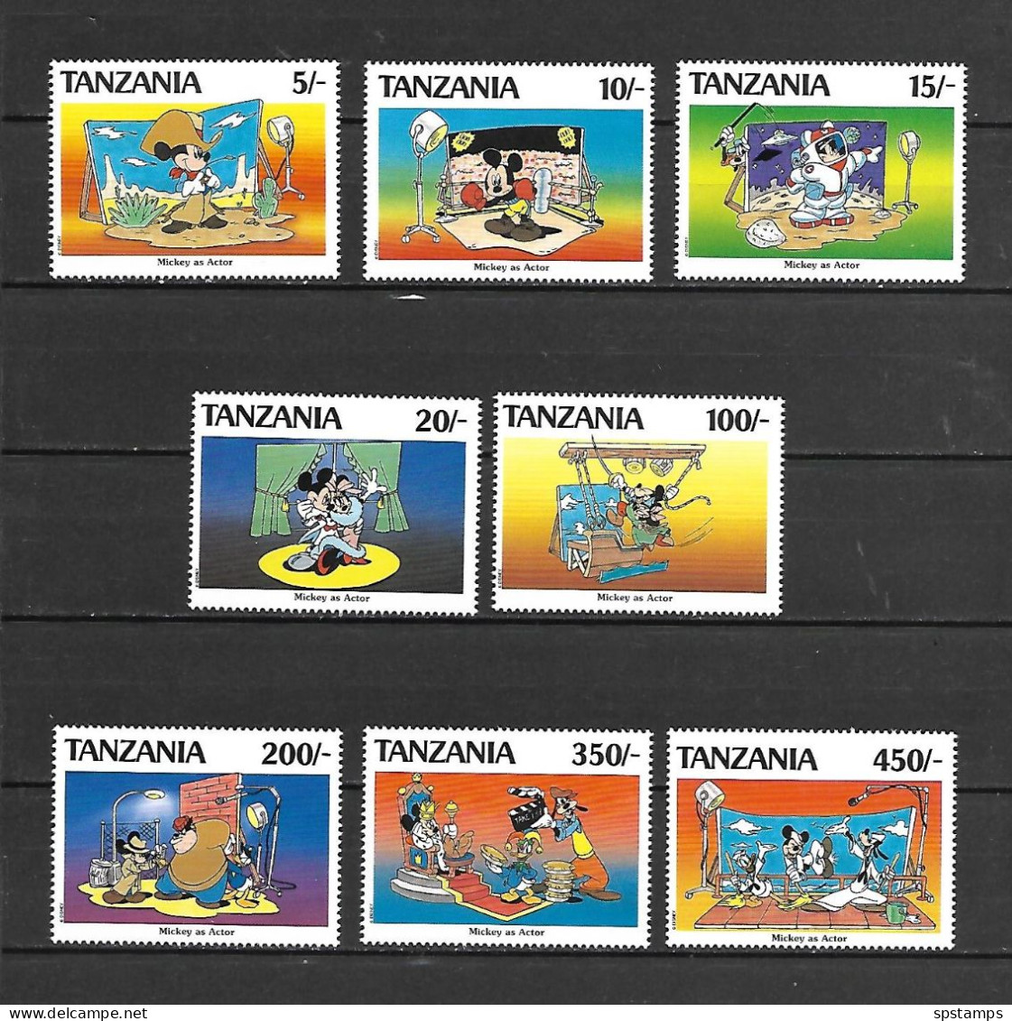 Disney Set Tanzania 1994 Mickey Mouse As An Actor In Hollywood Film Scenes MNH - Disney