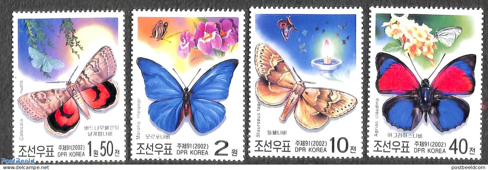 Korea, North 2002 Butterflies 4v, Mint NH, Nature - Butterflies - Korea, North
