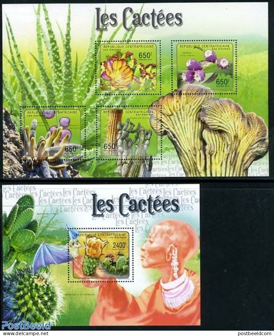 Central Africa 2011 Cactus Flowers 2 S/s, Mint NH, Nature - Cacti - Flowers & Plants - Cactusses