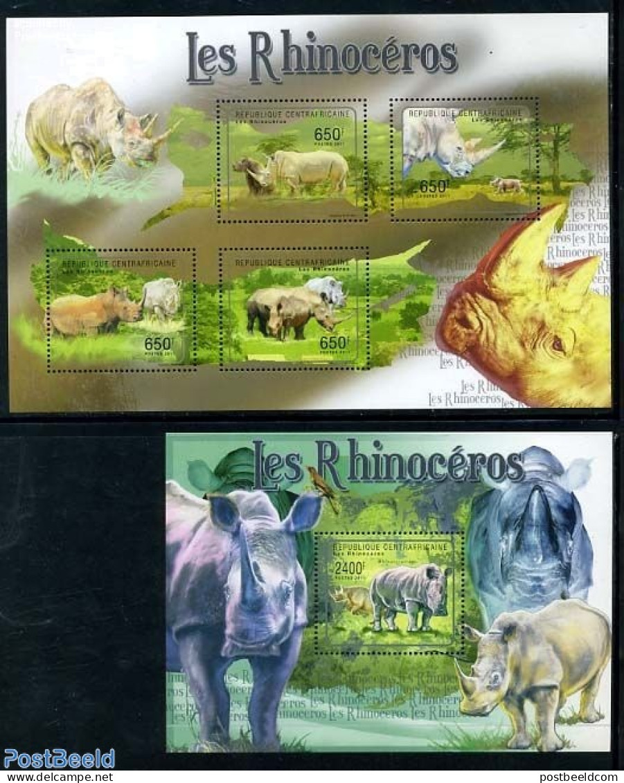 Central Africa 2011 Rhinos 2 S/s, Mint NH, Nature - Animals (others & Mixed) - Rhinoceros - Central African Republic