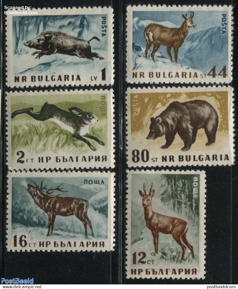 Bulgaria 1958 Forest Animals 6v, Mint NH, Nature - Animals (others & Mixed) - Bears - Deer - Rabbits / Hares - Wild Ma.. - Unused Stamps