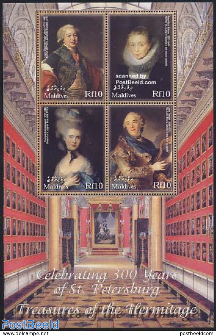Maldives 2004 Hermitage 4v M/s, Vigee-Lebrun, Mint NH, Art - Museums - Paintings - Rubens - Musées