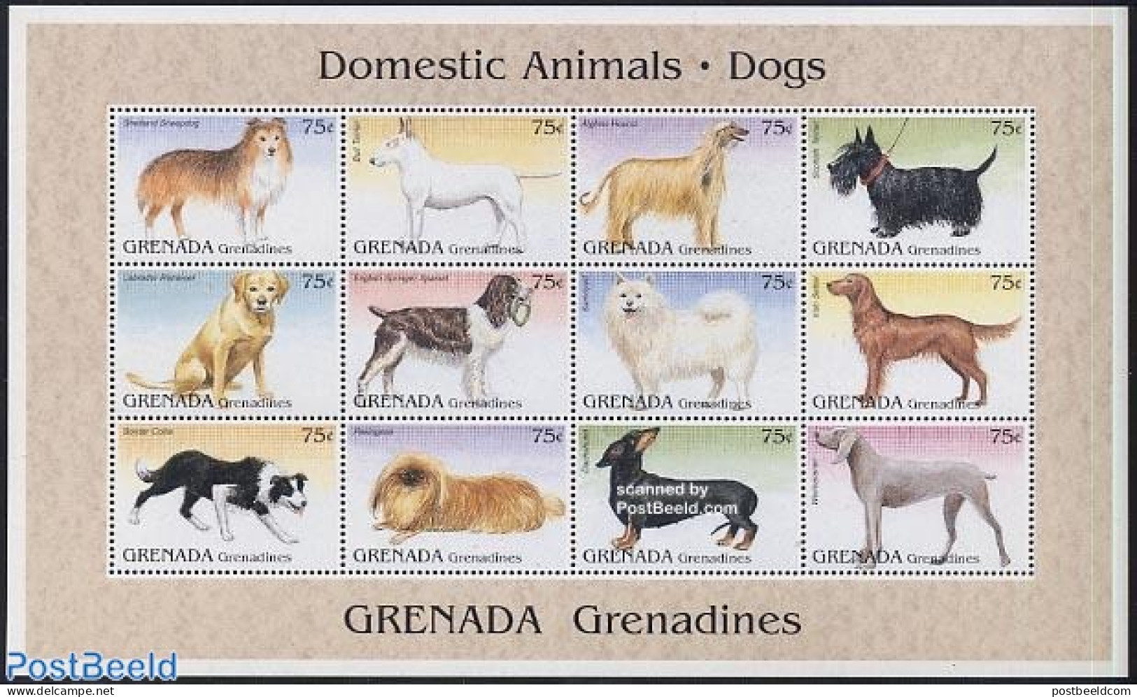 Grenada Grenadines 1995 Dogs 12v M/s, Mint NH, Nature - Dogs - Grenada (1974-...)