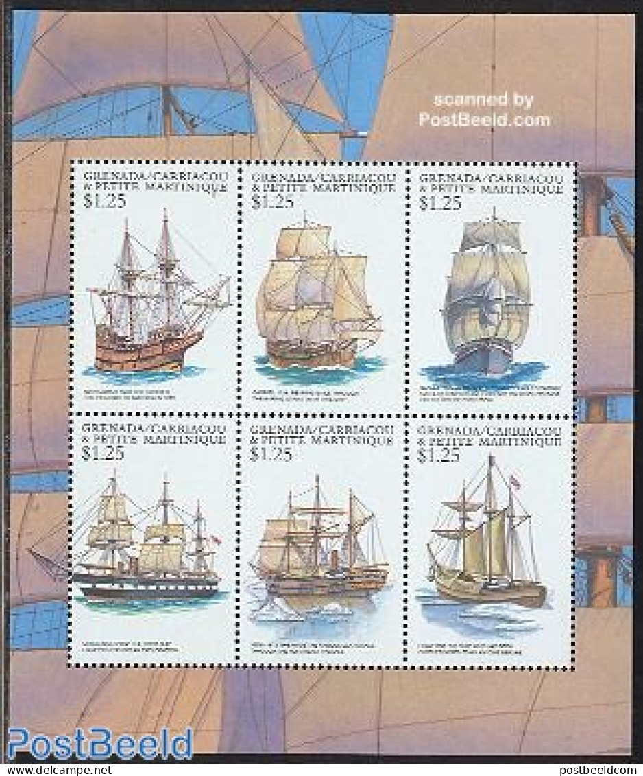 Grenada Grenadines 2001 Ships 6v M/s, Mayflower, Mint NH, Transport - Ships And Boats - Bateaux