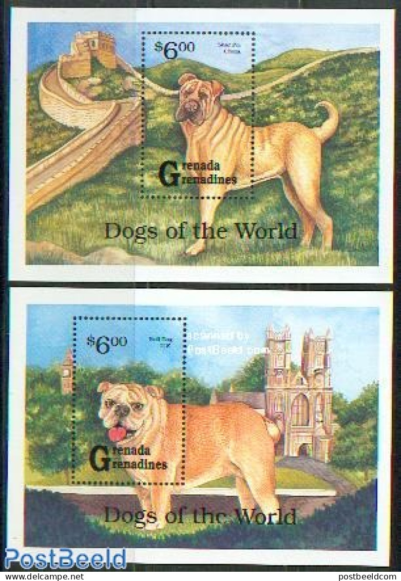 Grenada Grenadines 1993 Dogs Of The World 2 S/s, Mint NH, Nature - Dogs - Grenade (1974-...)