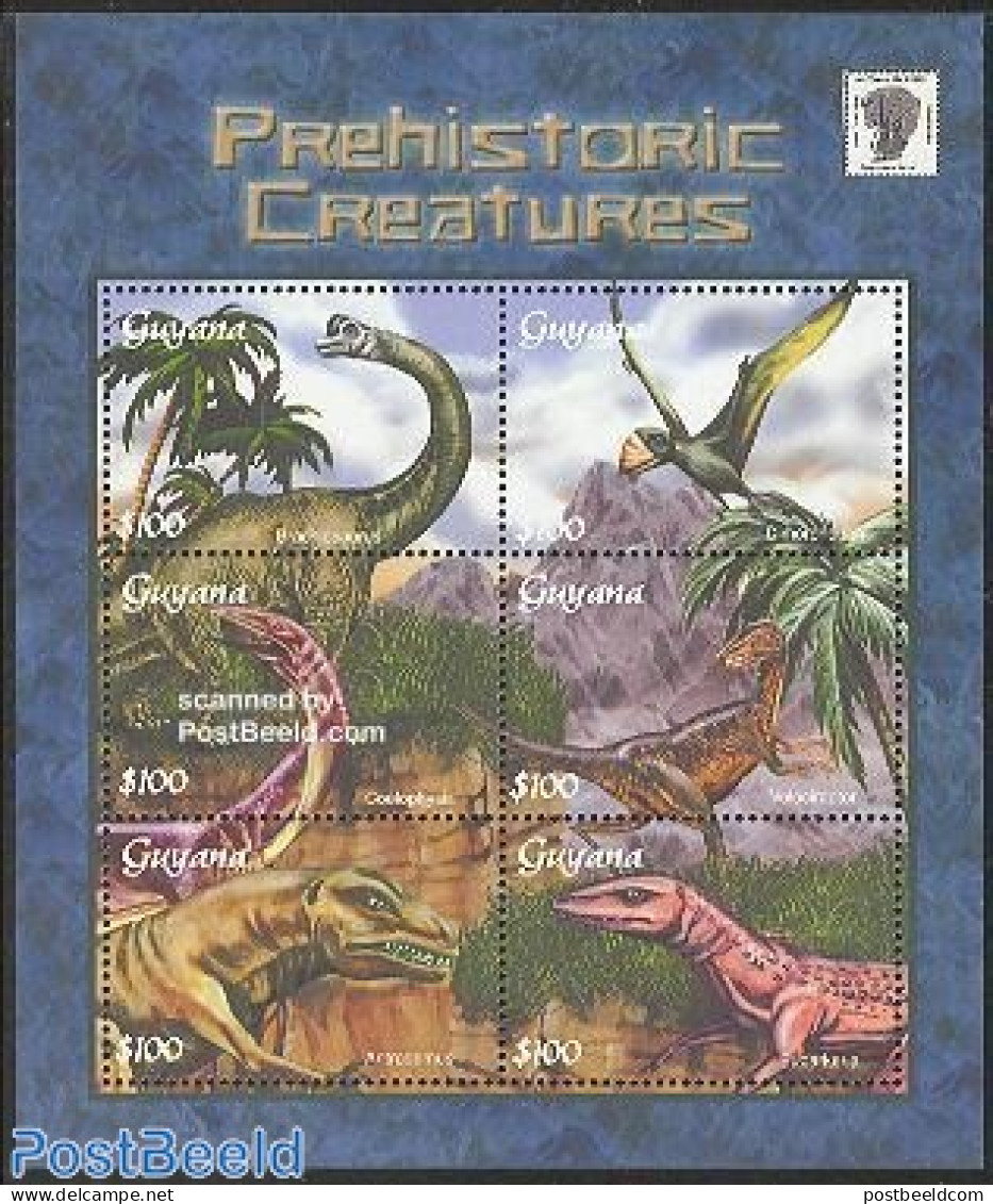 Guyana 2001 Preh. Animals 6v M/s, Mint NH, Nature - Prehistoric Animals - Vor- U. Frühgeschichte