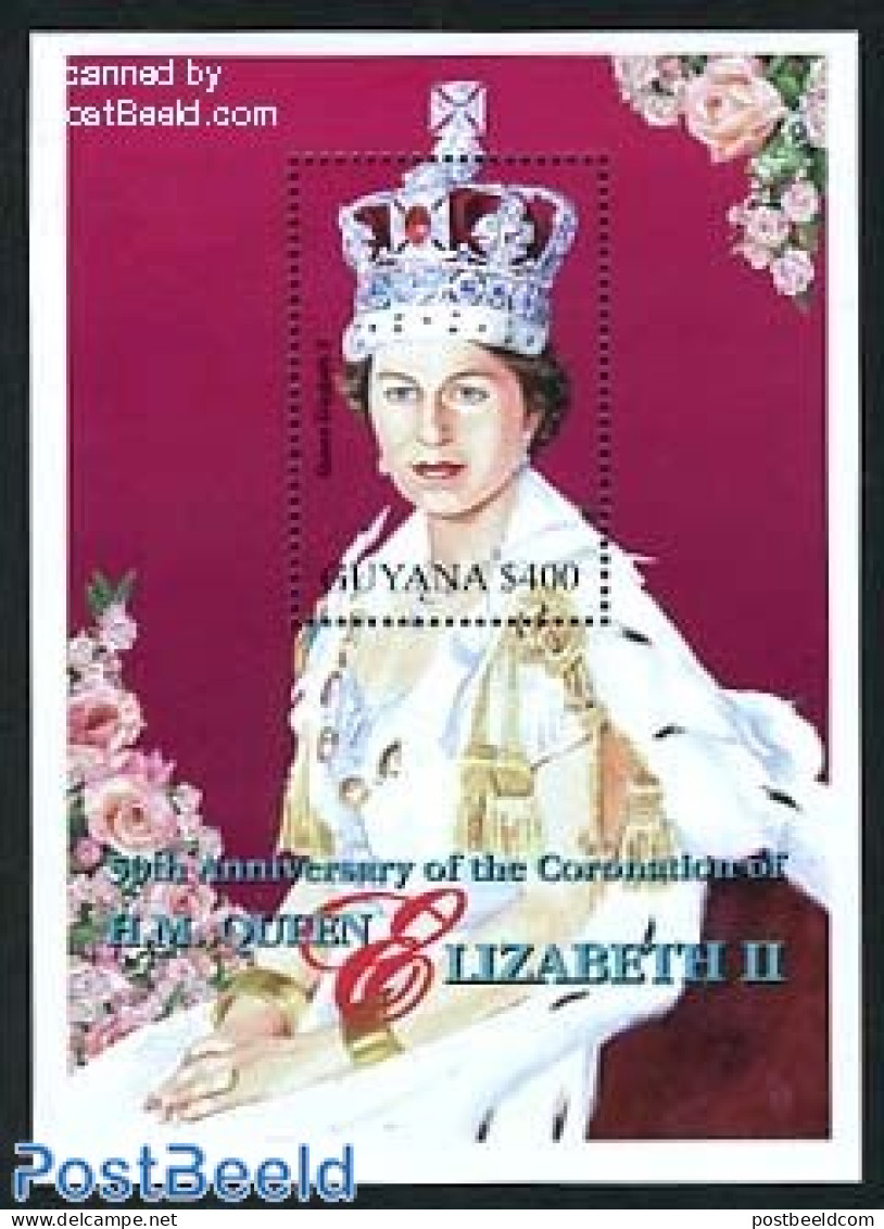 Guyana 2003 50th Anniv. Of The Coronation S/s, Mint NH, History - Kings & Queens (Royalty) - Familles Royales