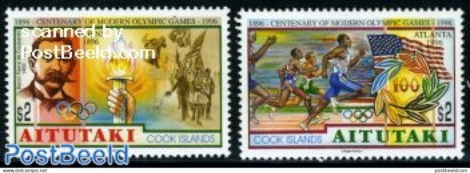 Aitutaki 1996 Modern Olympics Centenary 2v, Mint NH, Sport - Olympic Games - Aitutaki