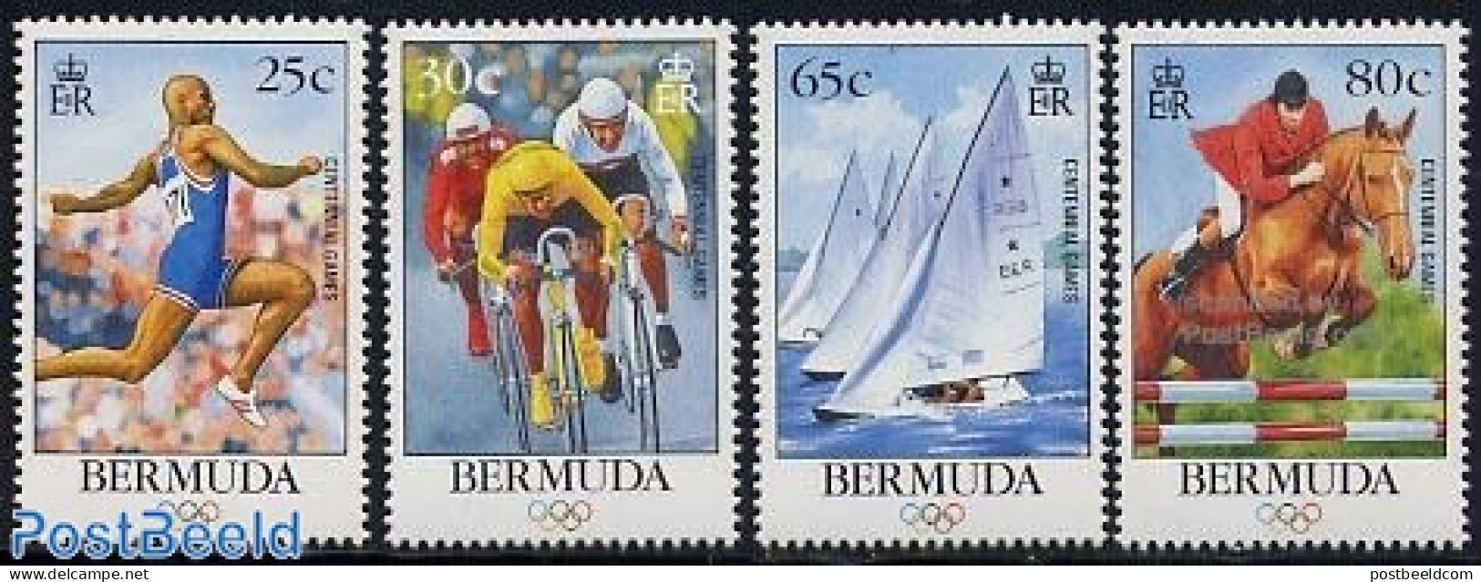 Bermuda 1996 Modern Olympics 4v, Mint NH, Nature - Sport - Transport - Horses - Athletics - Cycling - Olympic Games - .. - Atletiek