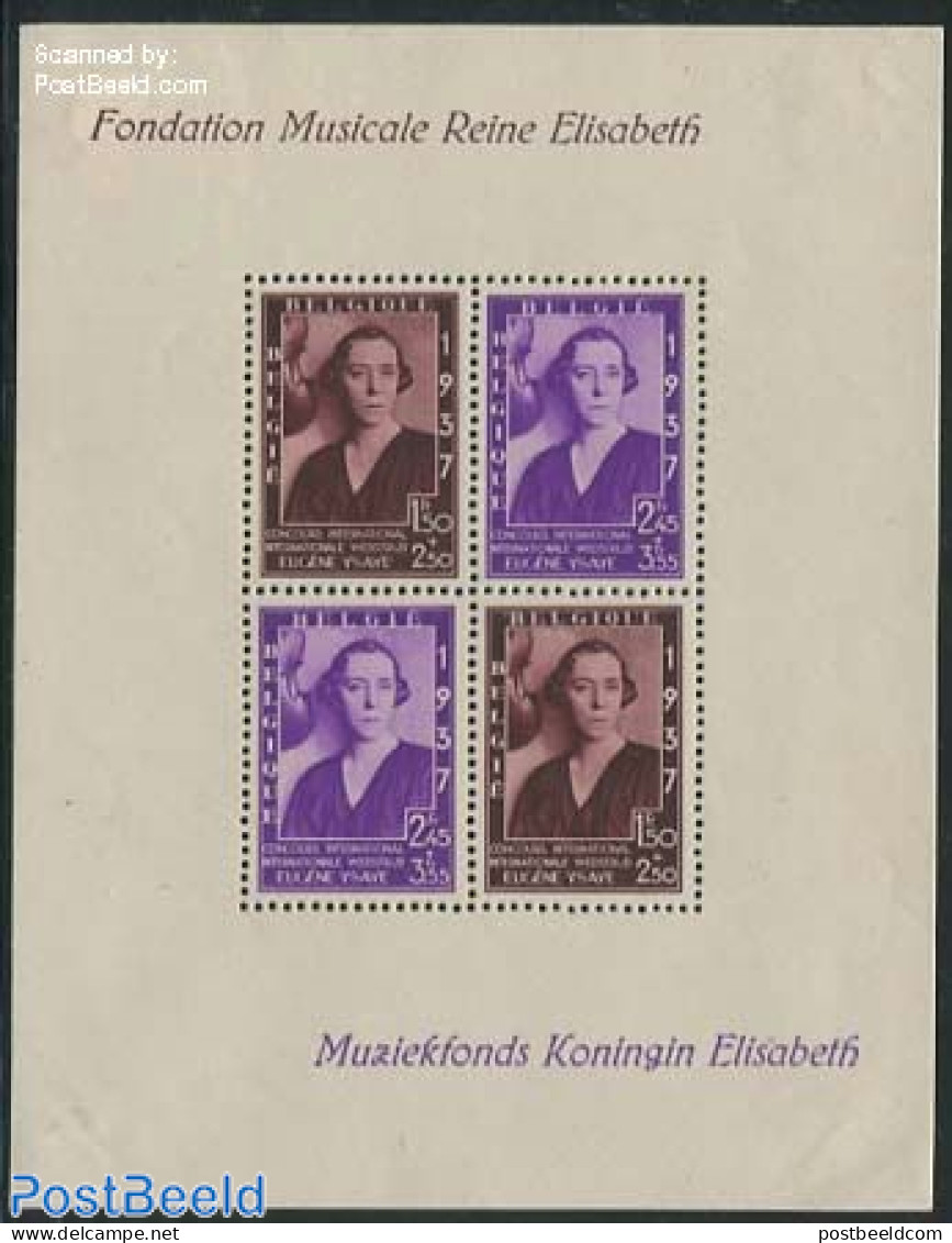 Belgium 1937 Music Contest S/s, Mint NH, History - Performance Art - Kings & Queens (Royalty) - Music - Unused Stamps