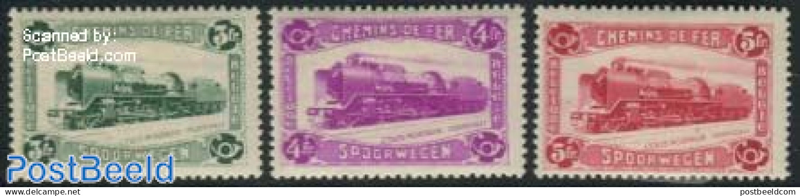 Belgium 1934 Parcel Stamps 3v, Unused (hinged), Transport - Railways - Nuovi