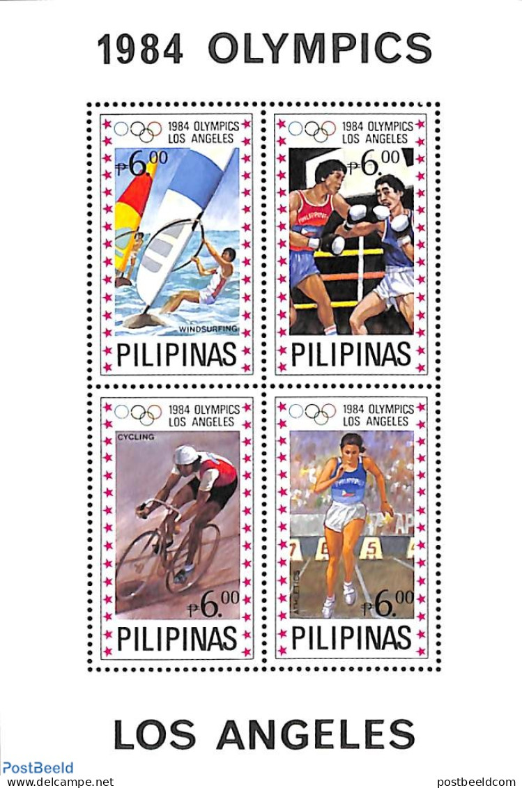 Philippines 1984 Olympic Games S/s, Mint NH, Sport - Boxing - Cycling - Olympic Games - Sailing - Boxing