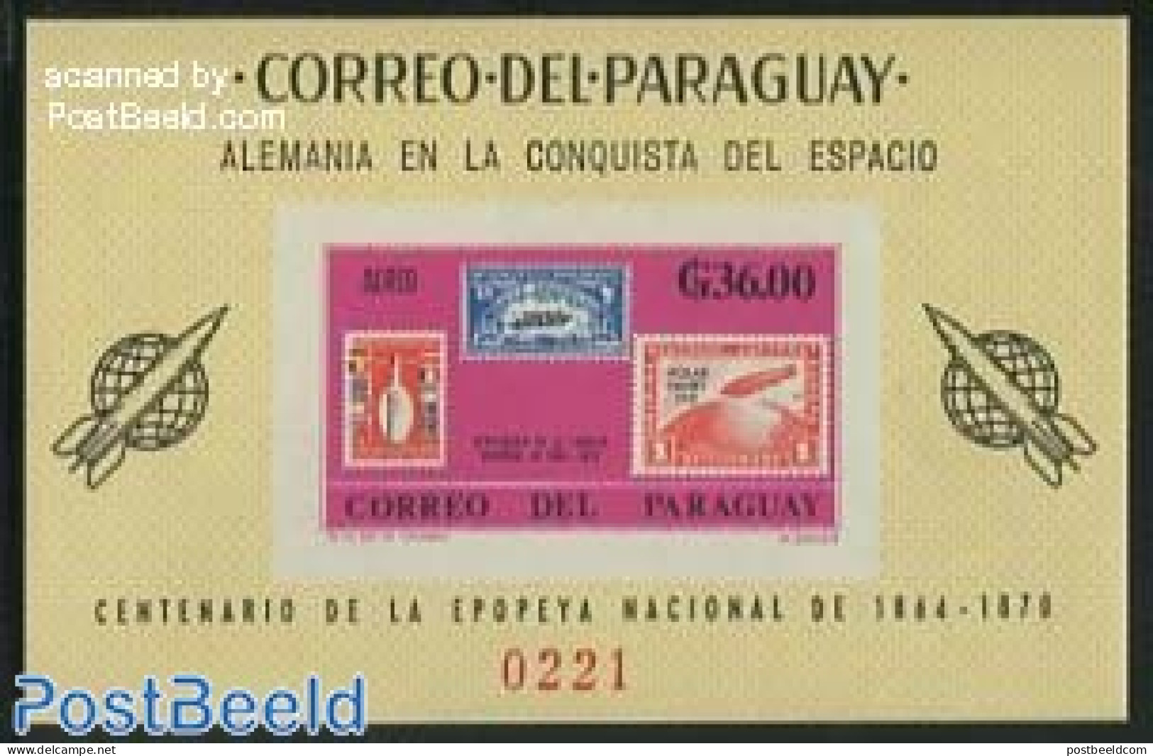 Paraguay 1966 Space, Stamps S/s Imperforated, Mint NH, History - Transport - Stamps On Stamps - Space Exploration - Postzegels Op Postzegels