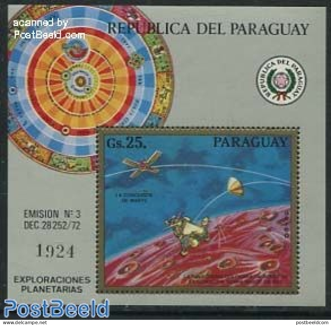 Paraguay 1973 Mars Exploration S/s, Mint NH, Transport - Space Exploration - Paraguay