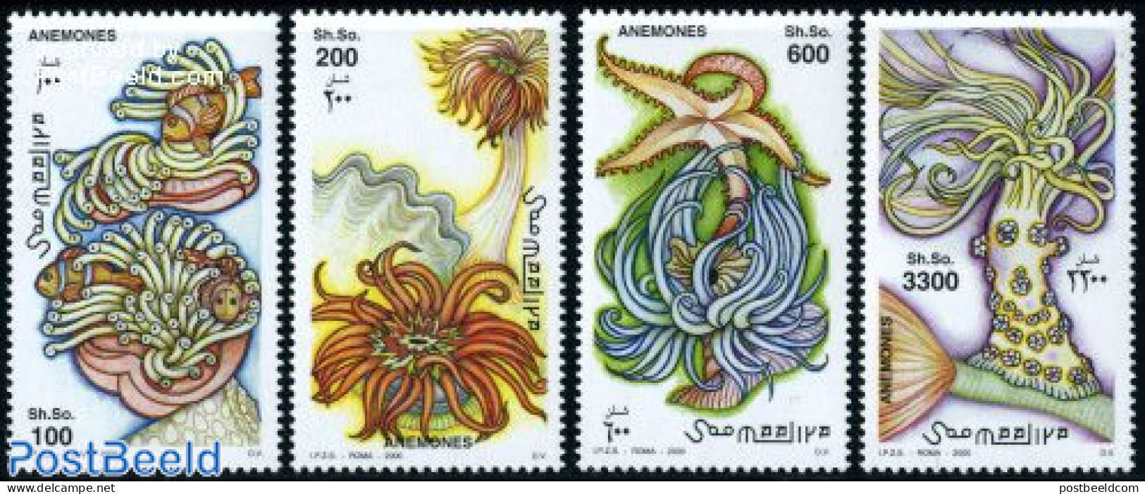 Somalia 2000 Anemones 4v, Mint NH, Nature - Shells & Crustaceans - Maritiem Leven