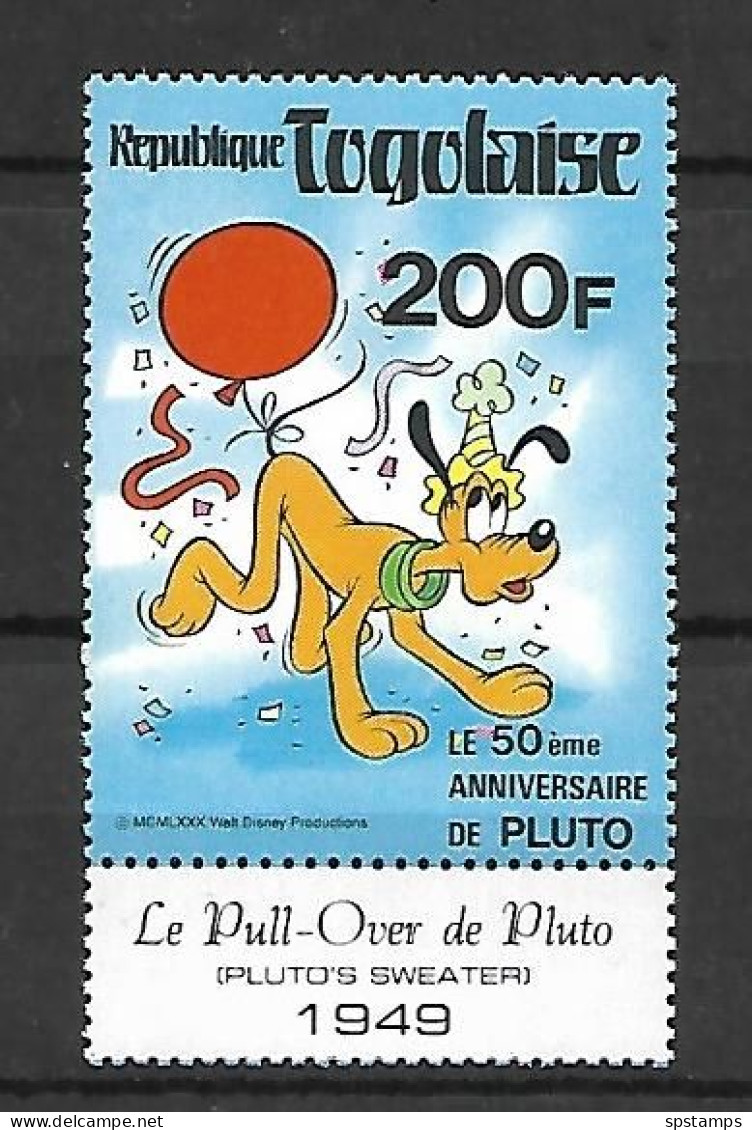 Disney Set Togo 1980 50th Anniversary Of Pluto - Perf 13 1.2 Stamp From Sheetlet MNH - Disney