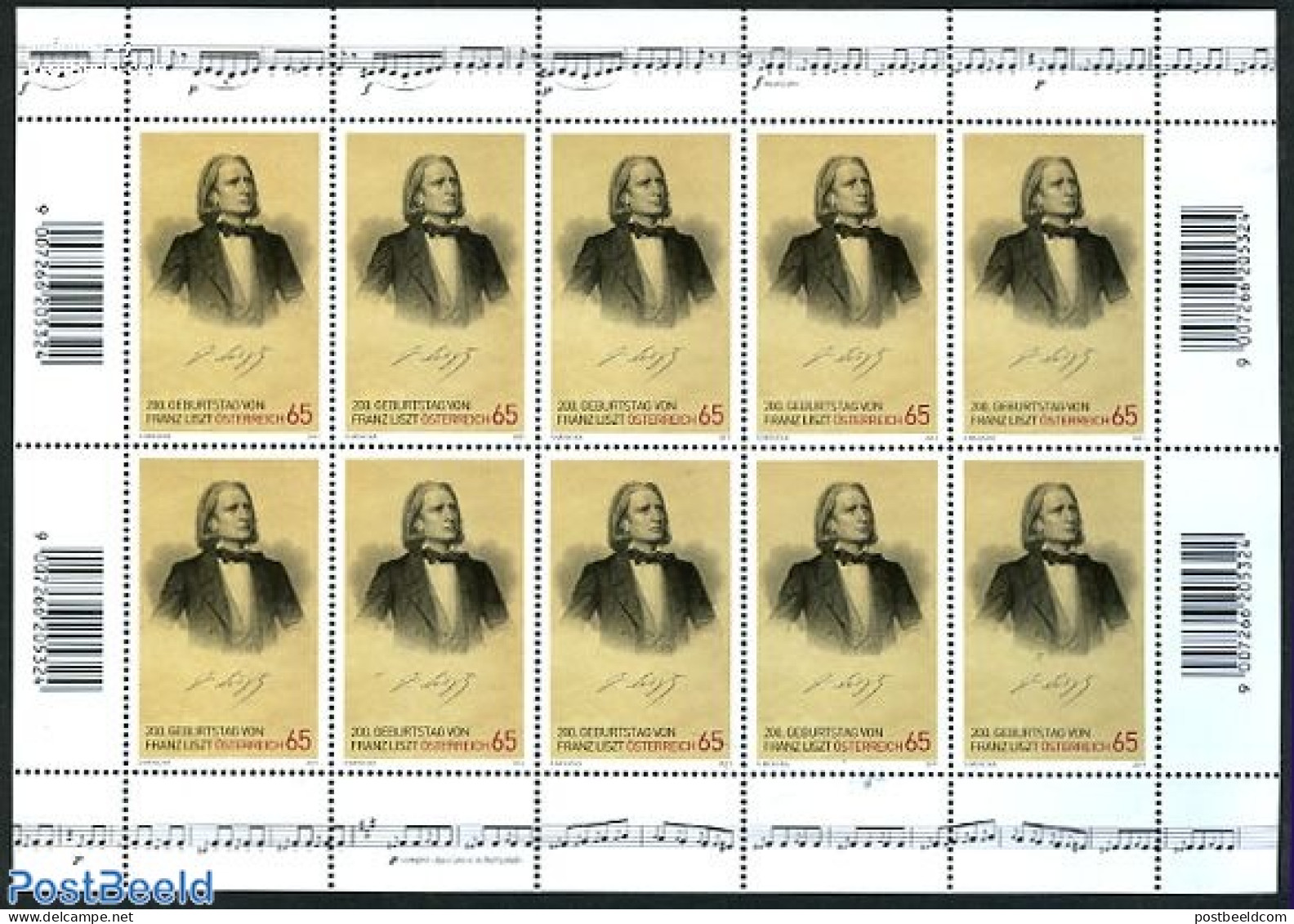 Austria 2011 Franz Liszt M/s, Mint NH, Performance Art - Music - Unused Stamps