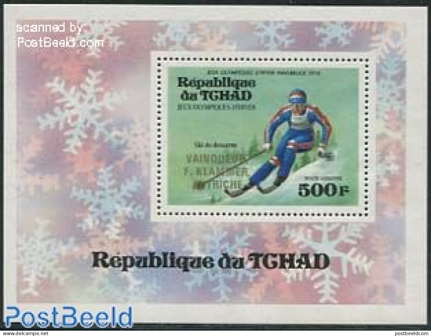 Chad 1976 Olympic Winter Winners, GOLD Overprint S/s, Mint NH, Sport - Olympic Winter Games - Skiing - Altri & Non Classificati